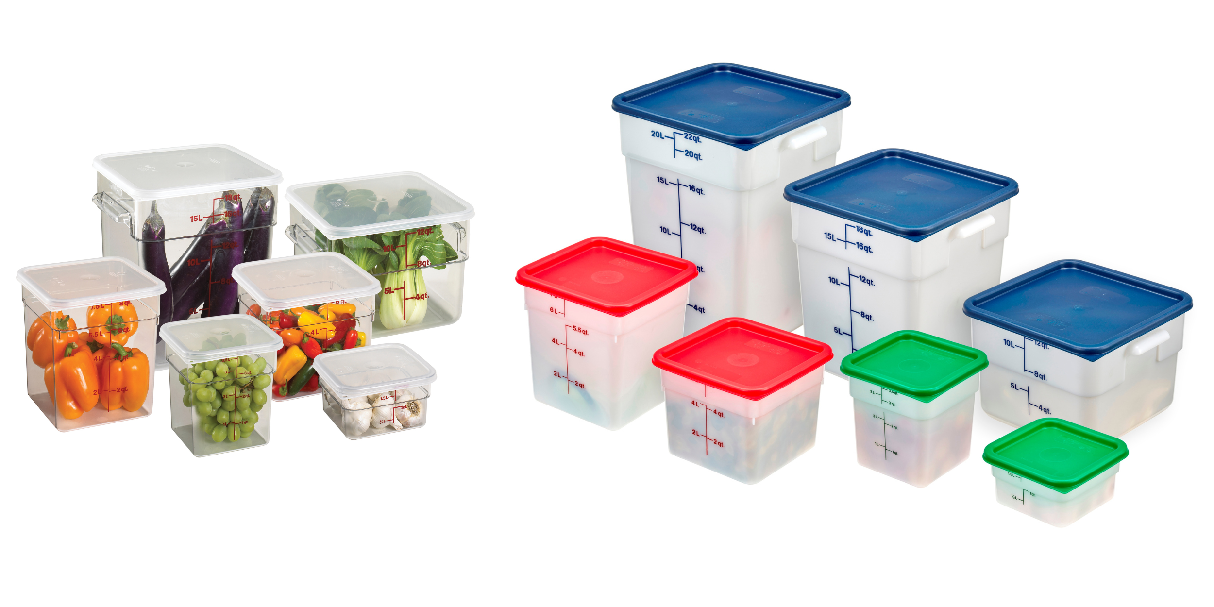 Square food storage containers with lids