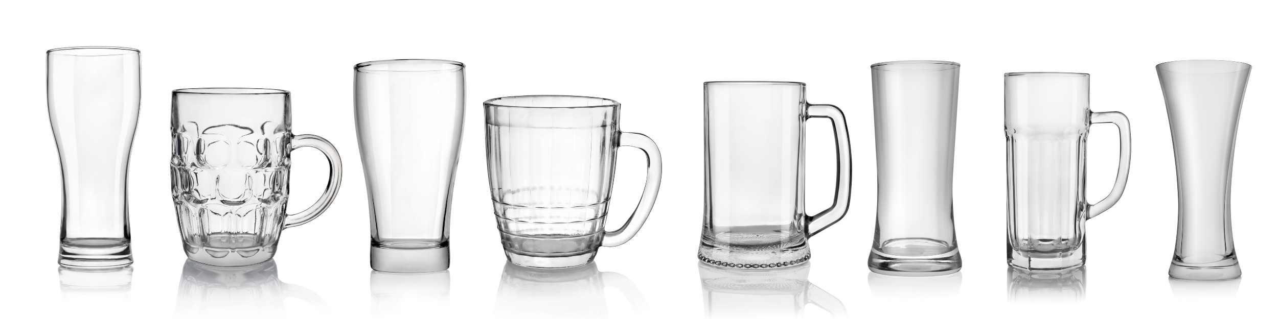 Line up of different types of drinkware