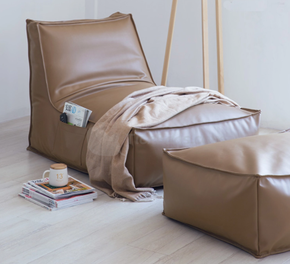 distressed canvas bean bag lounger