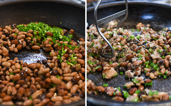 Sauté the beans and jalapeño in 1 tablespoon of oil, about 3 minutes. 