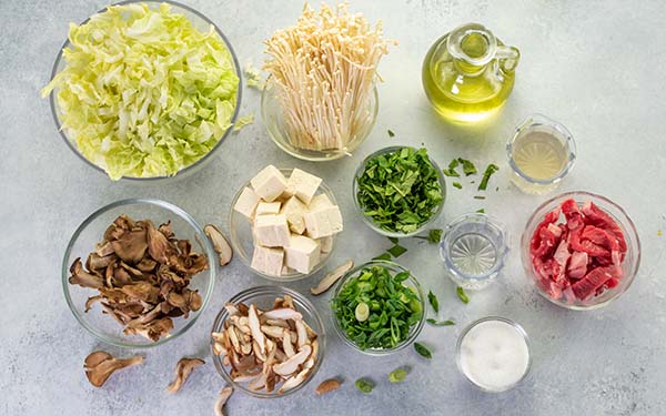 Ingredients for Simple Sukiyaki