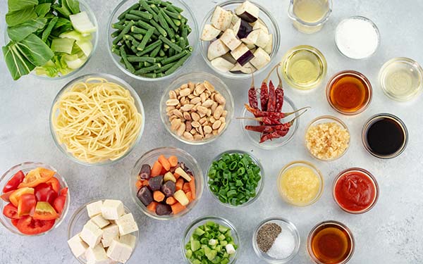Ingredients for Kung Pao Vegetables