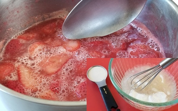 Simmer the strawberries for about 15 minutes in a large saucepan over medium heat, stirring occasionally until strawberries are soft.