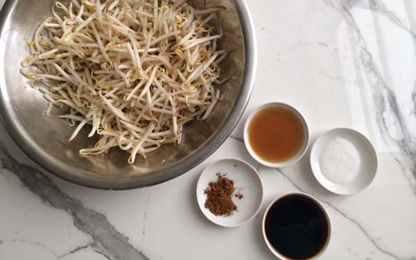 Ingredients for Shanghai-Style Tofu and Beans Sprout Salad with Chinese Five Spice Dressing