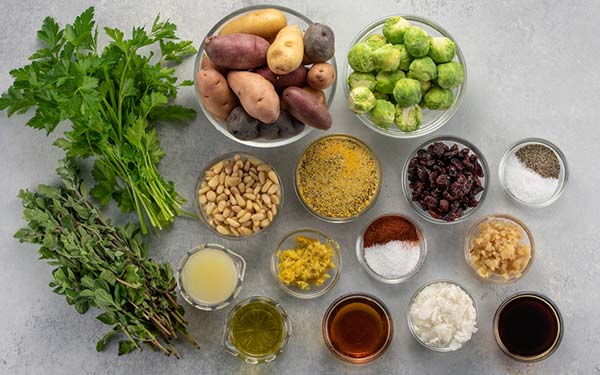 Ingredients for Roasted Brussels Sprouts with Coconut Bakin