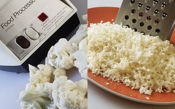 Rice the cauliflower by hand or a food processor.