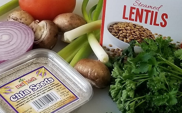 Ingredients for Lentil-Mushroom Burger