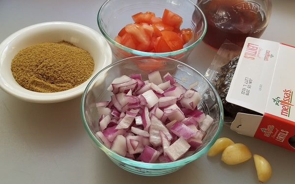 Prepare and measure out all the supporting ingredients. Use Melissa’s Steamed Lentil right out of the package as is, no heating or cooking required.