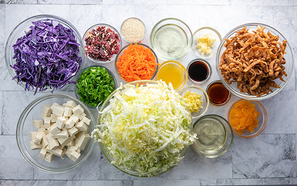 Ingredients for Chinese Chickenless Salad