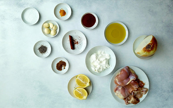 Image of Ingredients for Middle Eastern Chicken and Veggie Kebobs with Spiced Yogurt Sauce