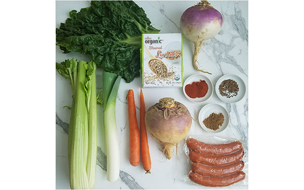 Ingredients for Lentil Soup with Merguez Sausage and Smoked Paprika