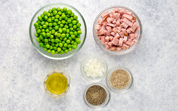 Ingredients for Garden Peas with Ham