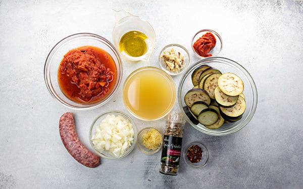 Ingredients for Grilled Eggplant with Savory Italian Ragu