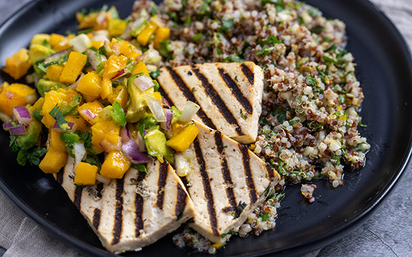Image of Marinated Grilled Tofu with Quinoa and Salsa