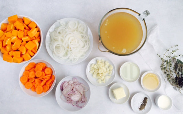 Image of Ingredients Butternut Soup with Whipped Feta Toast Points & Savory Garnishes