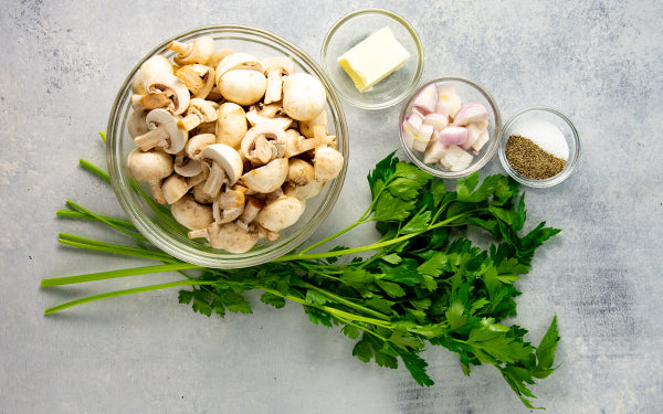 Ingredients for Sautéed Mushrooms with Shallots and Italian Parsley