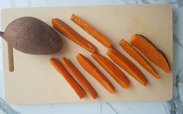 Sweet potato cut into strips.