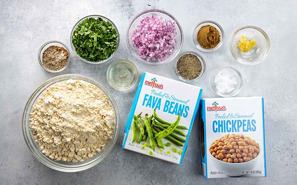 Ingredients for 2-Bean Falafel Pakoras