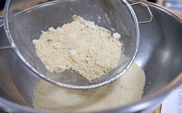 To prepare the batter, sift the listed ingredients (except the water) into a bowl. Gradually add cold water and blend until the mixture is the consistency of pancake batter.