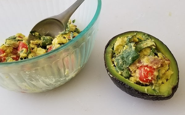 Image of BLT mixture in avocado