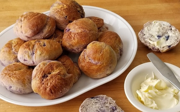 Image of Purple Potato Dinner Rolls with Butter