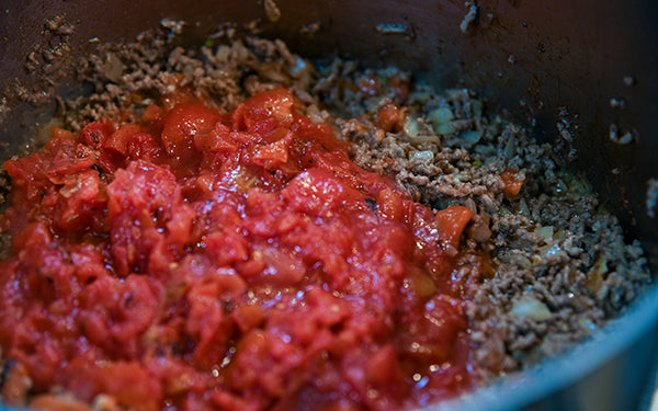 Image of tomatoes and bell pepper with ground turkey