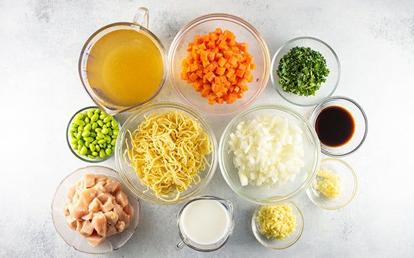 Ingredients for Gingery Chicken Noodle Soup