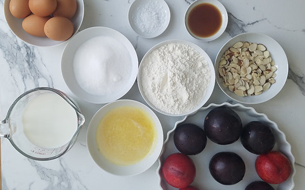 Ingredients for Plum and Almond Clafoutis