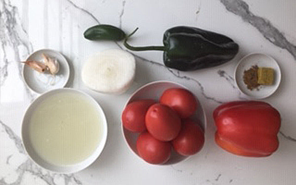 Ingredients for Creamy Corn Cakes with Sous Vide Eggs and Mexican Ranchera Sauce