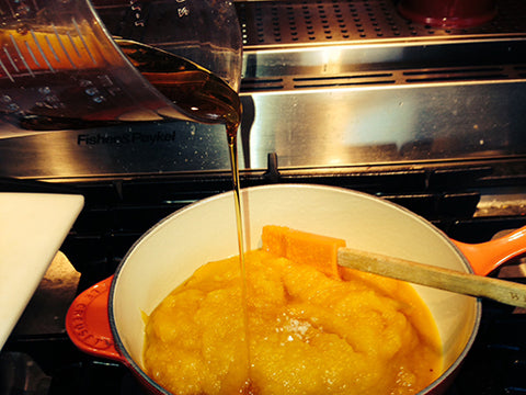 Image of combining agave with pumpkin puree