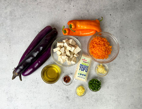 Image of ingredients for eggplant tofu