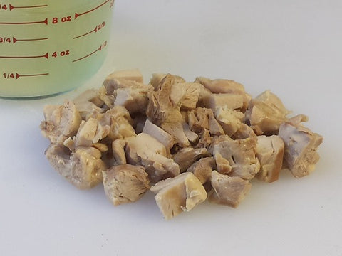 Image of diced cooked chicken