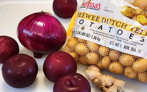Image of ingredients for Potato & Plum Grill Pouch