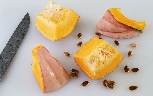 Image of cinnamon sticks and chunks of pink pumpkin