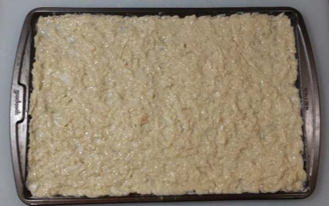Image of potato mixture on baking sheet
