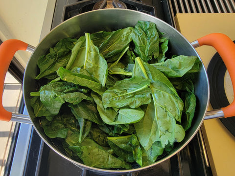 Image of steamed spinach in pot