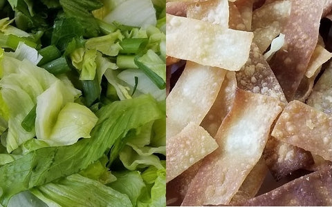 Image of lettuce and won tons cut into strips