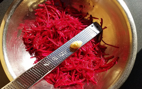Image of shredded beets in bowl