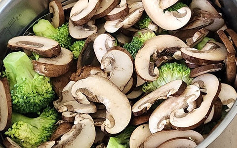 Image of mushrooms and broccoli florets