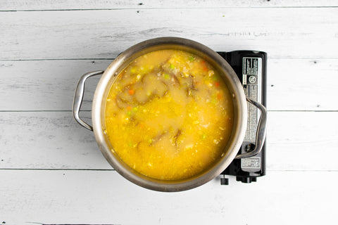 Image of chicken noodles soup preparation