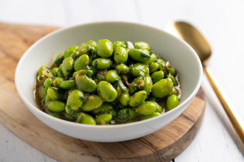 Image of Edamame Salad served in a white bowl