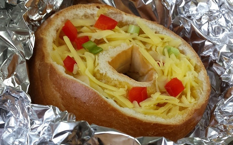 Image of wrapping bagel with foil