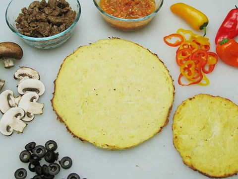 Image of pizza crusts and ingredients for topping