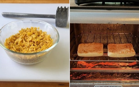 Image of toasting bread and crushed chips