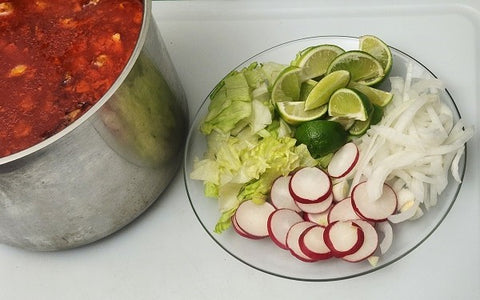 Image of veggies and pozole