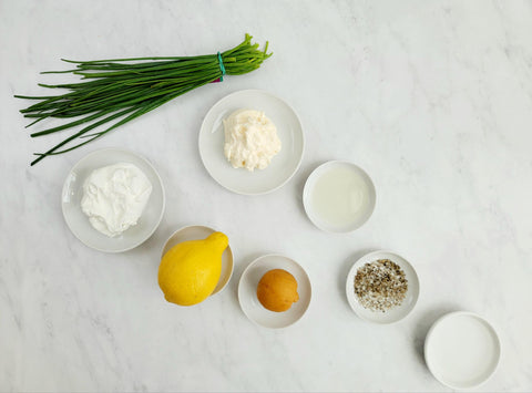 Image of Ingredients for Ginger-Poached Shrimp Salad with Creamy Preserved Lemon Dressing