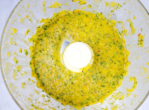 Image of mixing sauce on food processor bowl