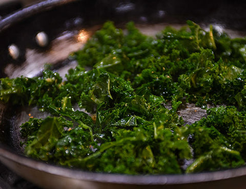 Image of washed kale in pan