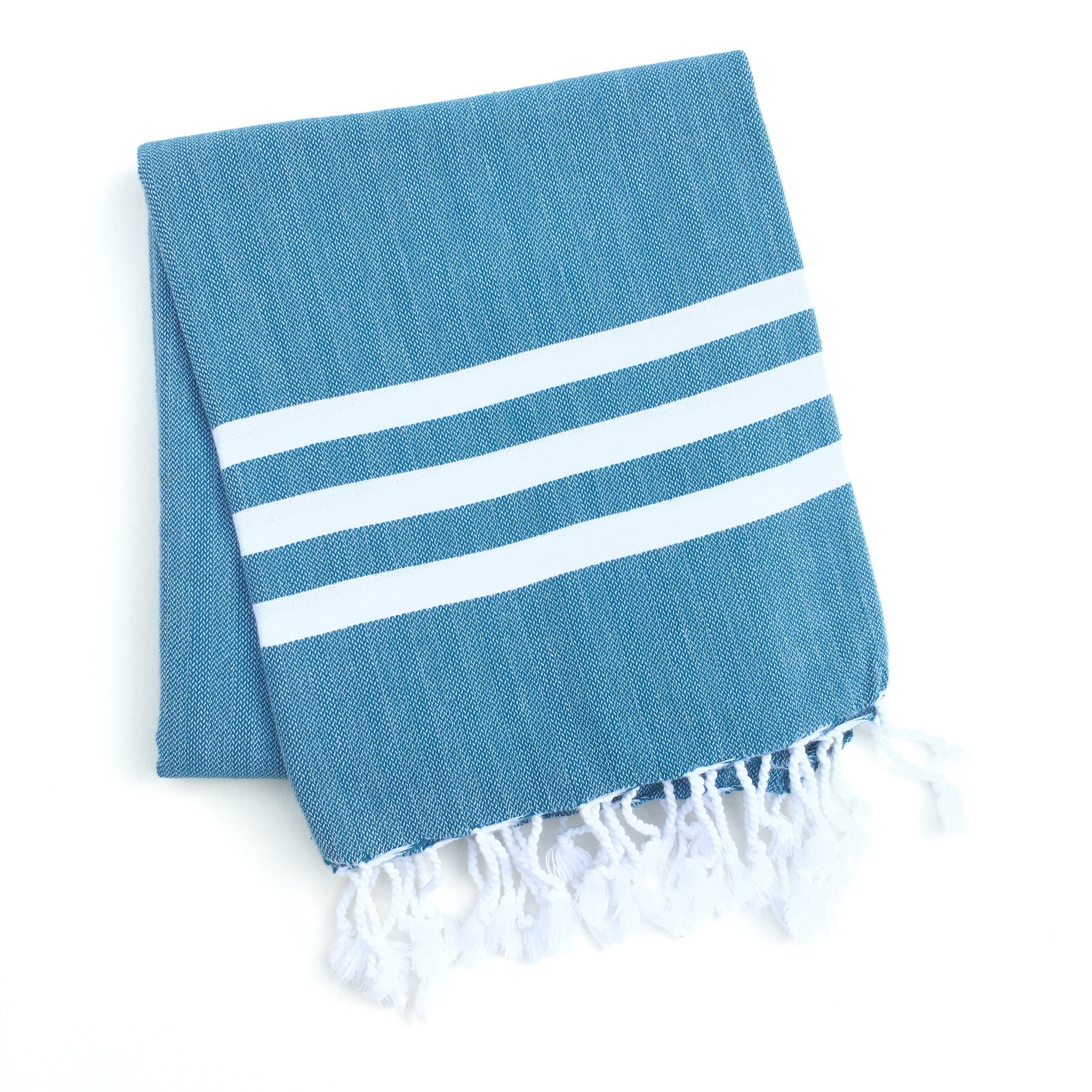Bandol Organic Hand-loomed Absorbent Turkish Towels - Mediterranean Blue - Ella Lou