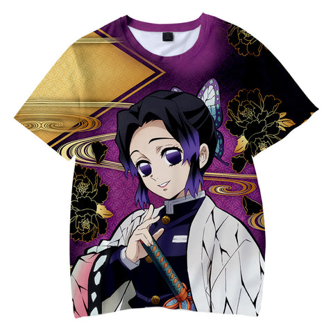 Hot Anime Demon Slayer Cosplay Kochou Shinobu Tsuyuri Kanawo T-Shirt Kids T- Shirt